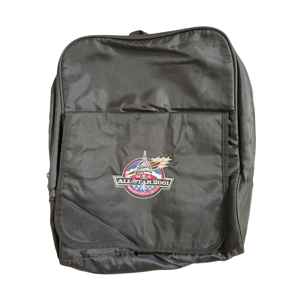 Vintage NBA All Star 2001 Washington DC Black Nylon Sling Backpack Bag B146